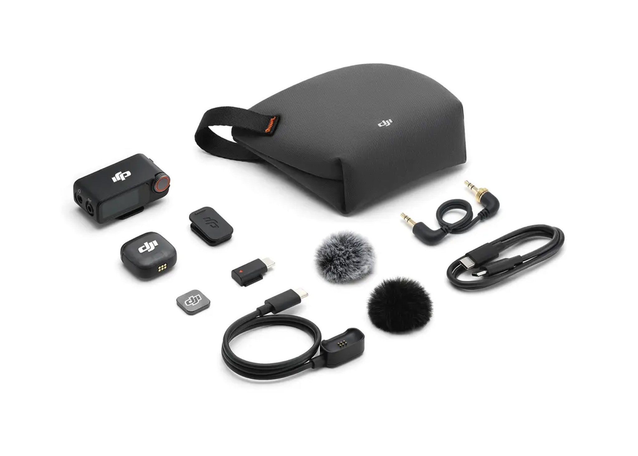 Everything included with the DJI Mic 3 (1 TX + 1 RX) receiver and transmitter