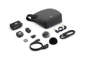 Everything included with the DJI Mic 3 (1 TX + 1 RX) receiver and transmitter