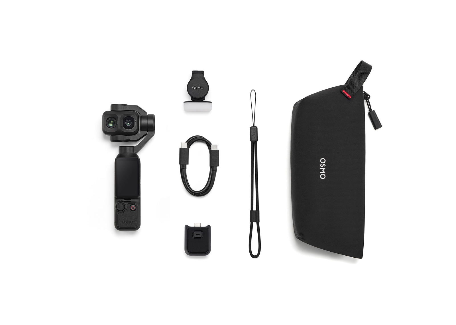 A top-down view of everything included with the Osmo Pocket 4P Standard Combo
