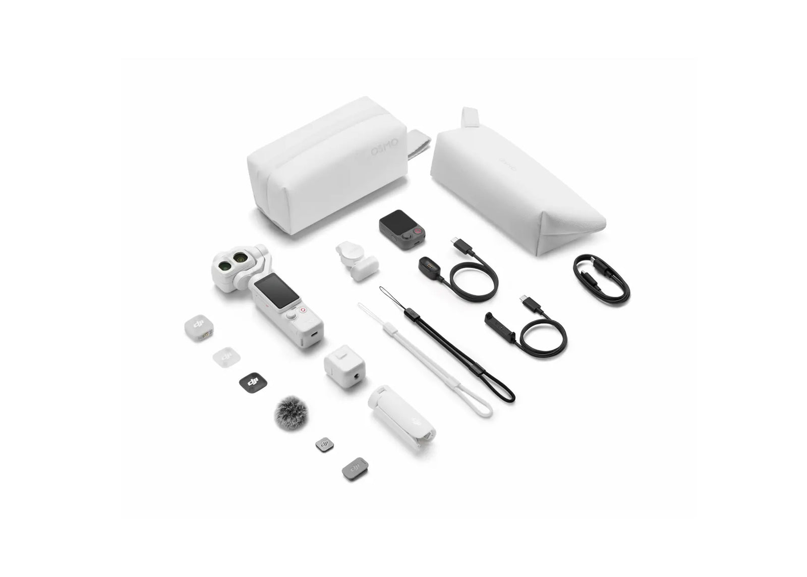 Osmo Pocket 4P Vlog Combo in Pearl White from a top-down angled view