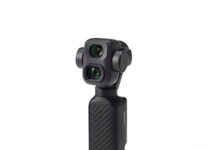 An angled view of the Osmo Pocket 4P Wide-Angle Lens installed on the Osmo Pocket 4P camera