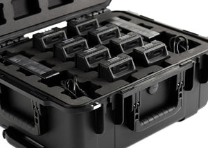 A closeup of batteries in the Freefly SL8 Travel Case
